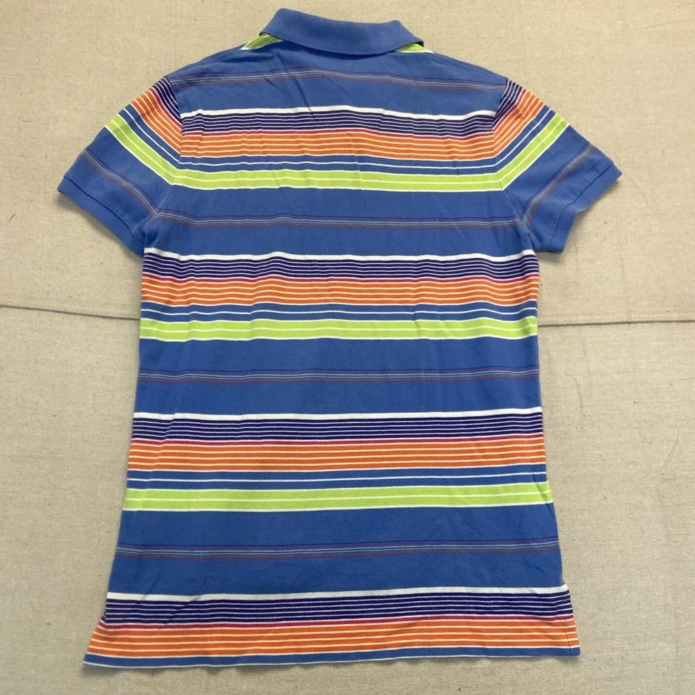 Vintage Polo Ralph Lauren Shirt Mens L Blue Bayadere Striped Cotton 90s Preppy